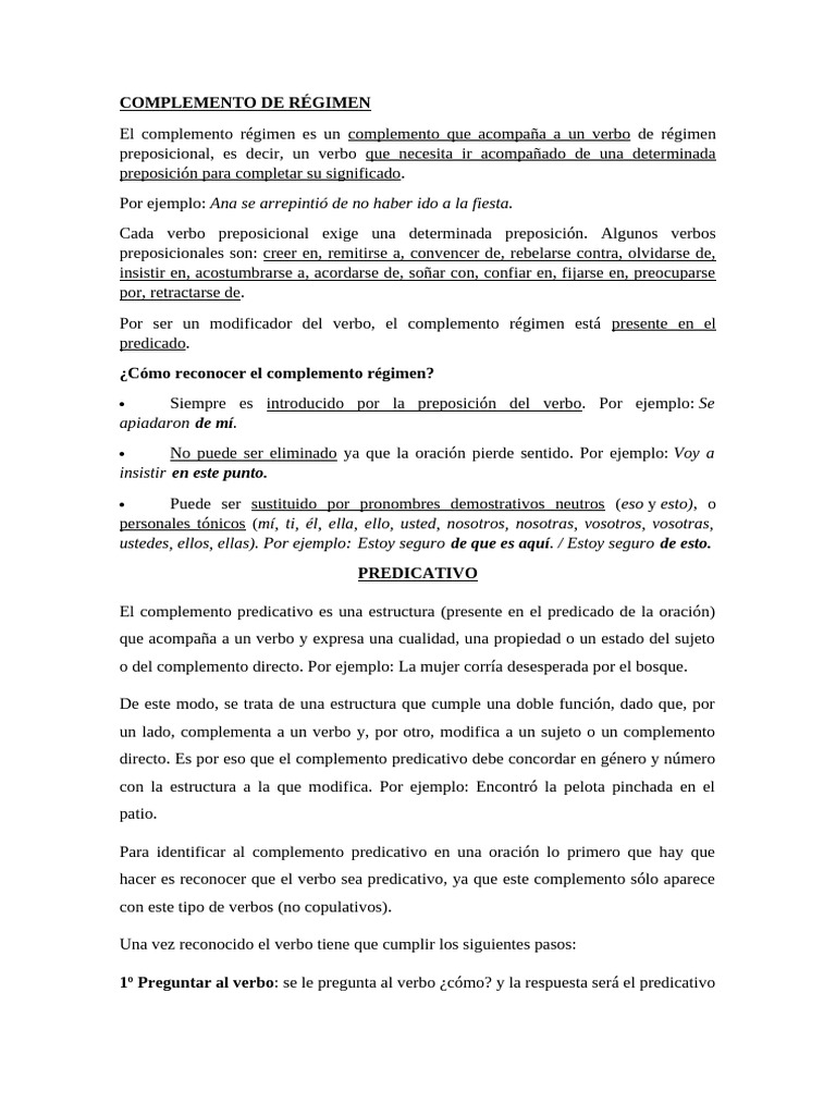 Complementos en la Oración: Tipos y Funciones | PDF | Adverbio | Verbo