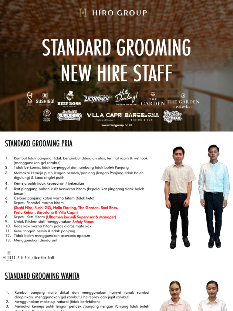 Standar Grooming Karyawan Restoran | PDF