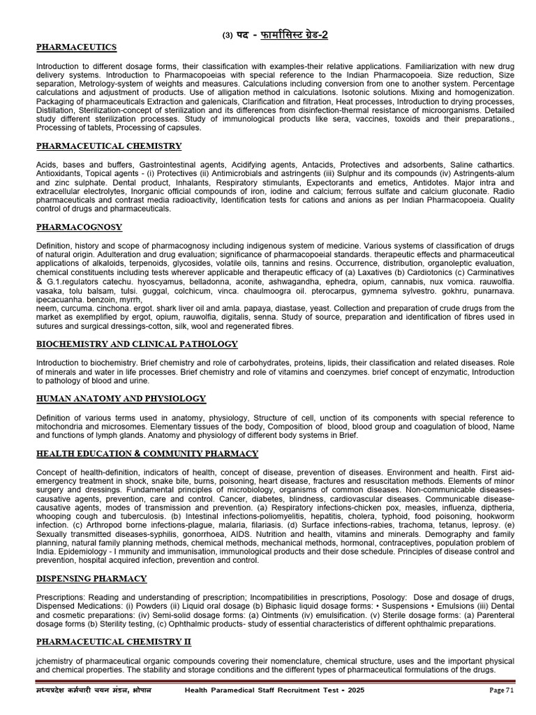 Health Paramedical Staff Exam Guide | PDF | Dose (Biochemistry) | Chemistry