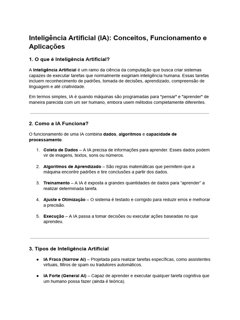 Inteligência Artificial: Conceitos e Aplicações | PDF | Inteligência ...
