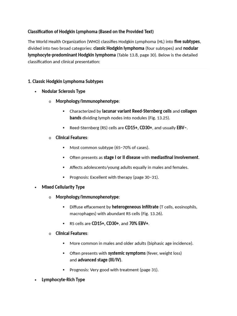 Hodgkin Lymphoma Classification Overview | PDF | Lymphoma | Cancer