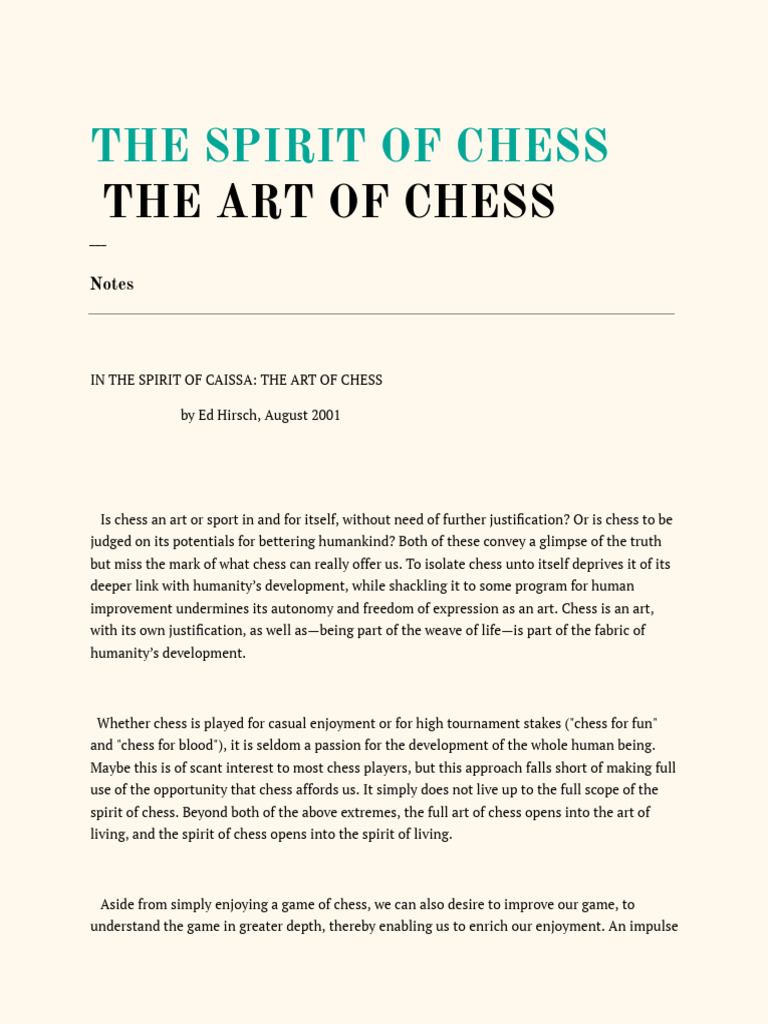 The Art of Chess - 1 | PDF | Thought | Abstract Strategy Games