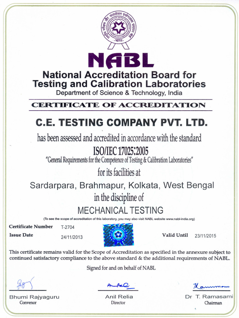 NABL Certificate | PDF