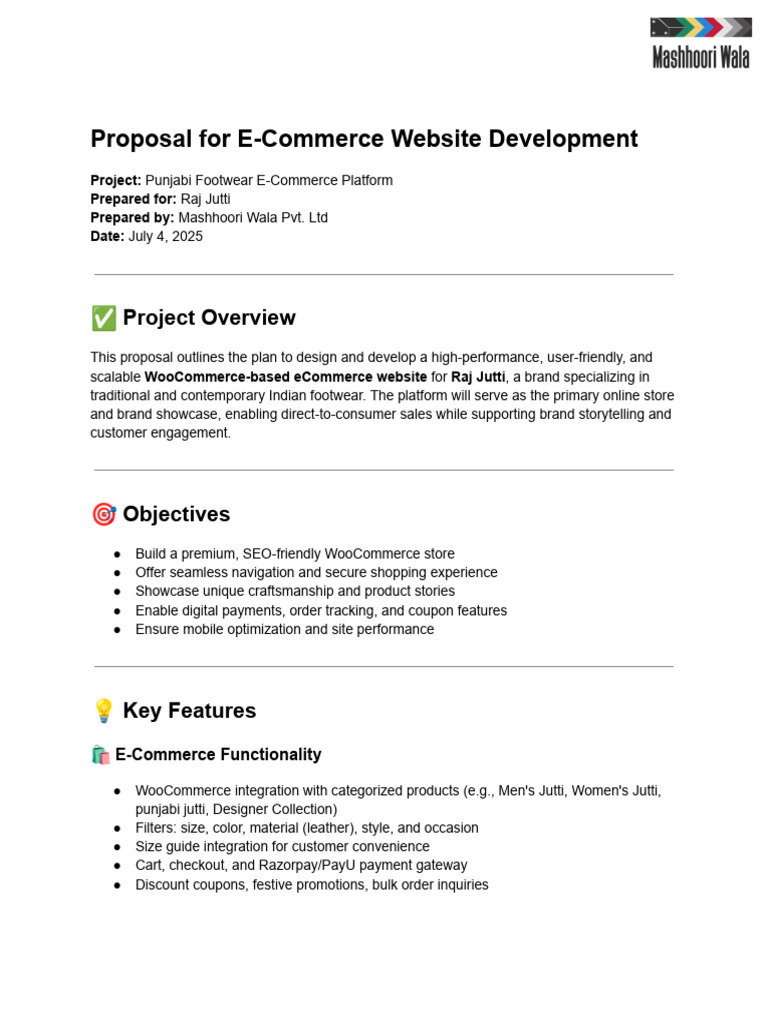 E-Commerce Development Proposal for Raj Jutti | PDF | Web Development ...