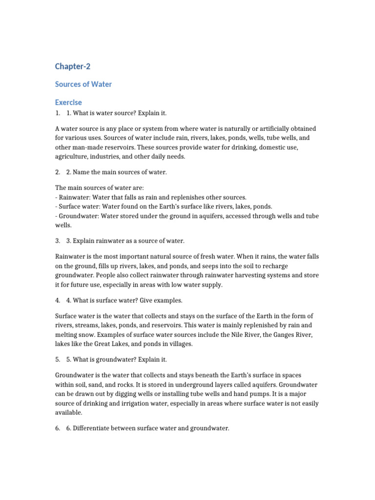 Sources of Water for Kids | PDF | Groundwater | Water