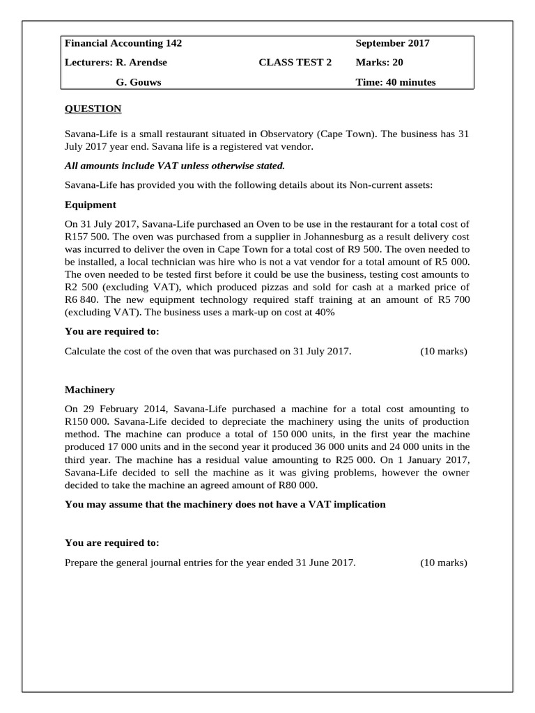 FIA 142 Class Test 3 2017 | PDF