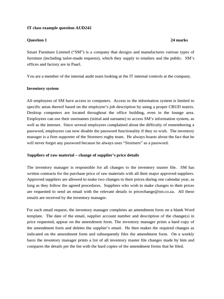 Class Example IT Question AUD242 | PDF | Computing