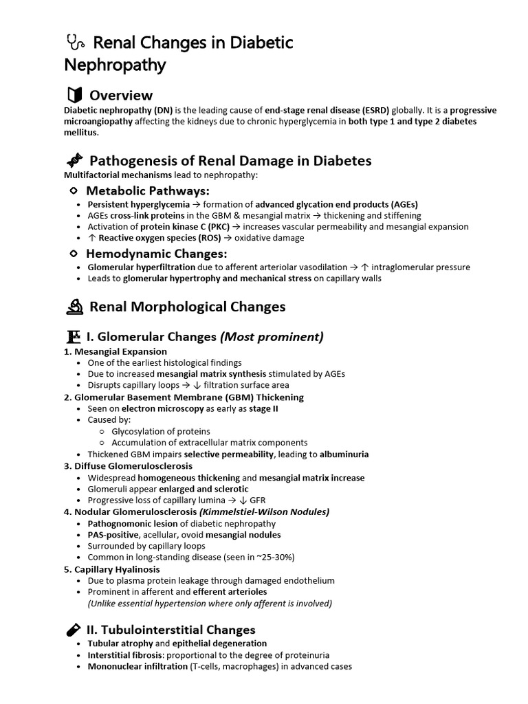 ? Renal Changes in Diabetic Nephropathy | PDF | Medical Specialties ...