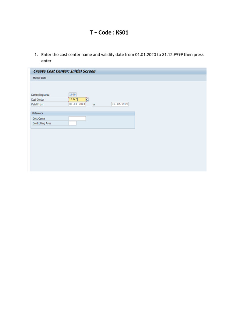 Create Cost Center | PDF