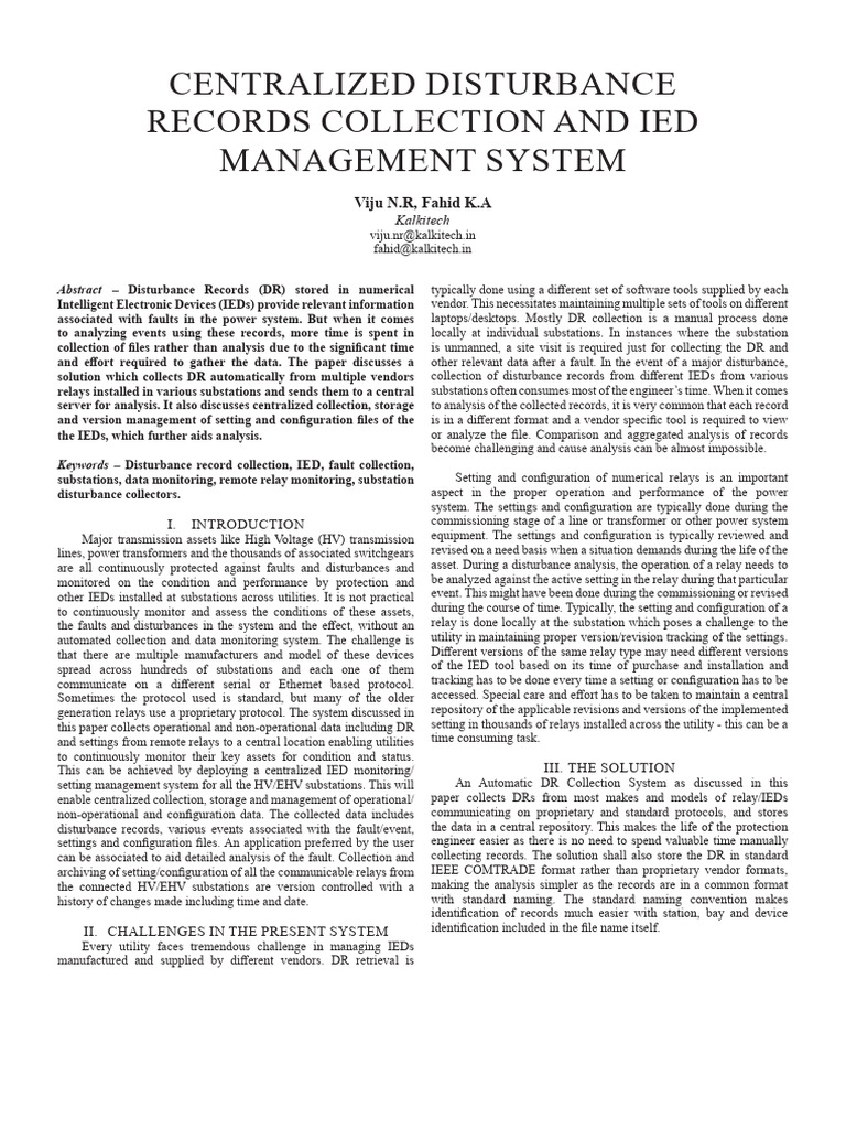 Centralized DR Collection and IED Management Syste 250723 105628 | PDF ...