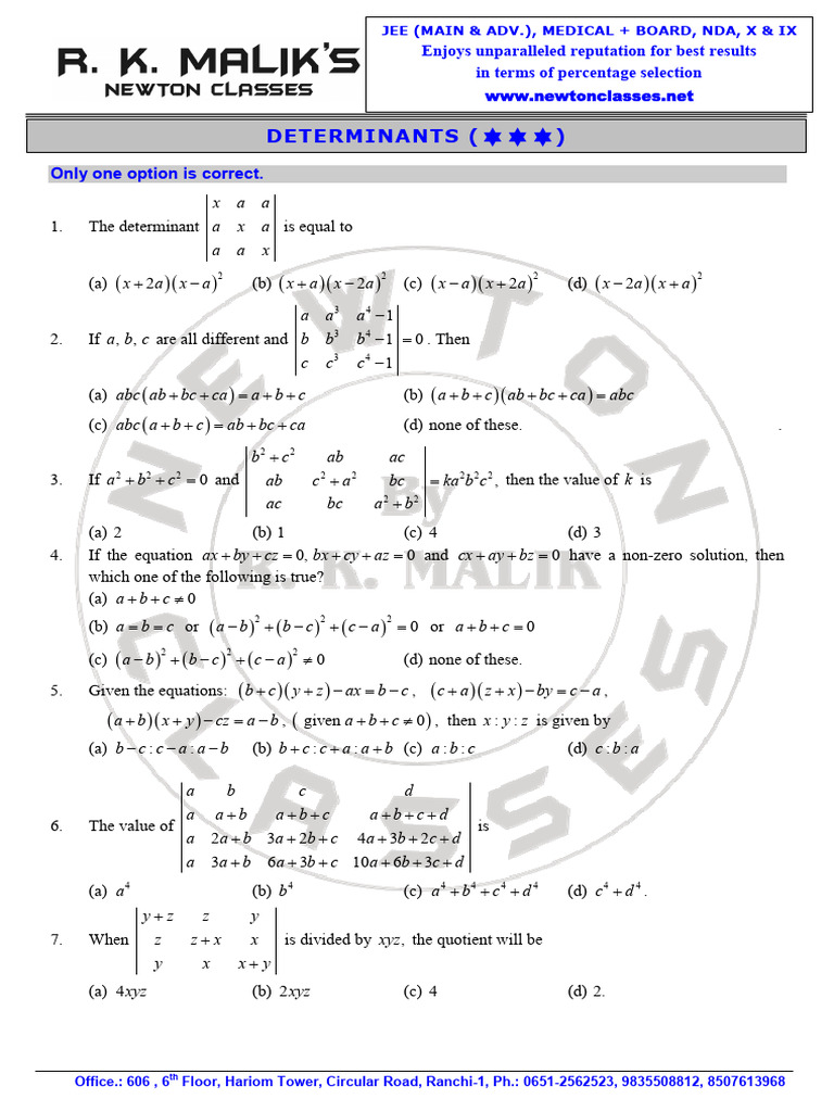Determinants | PDF | Zero Of A Function | Mathematical Objects