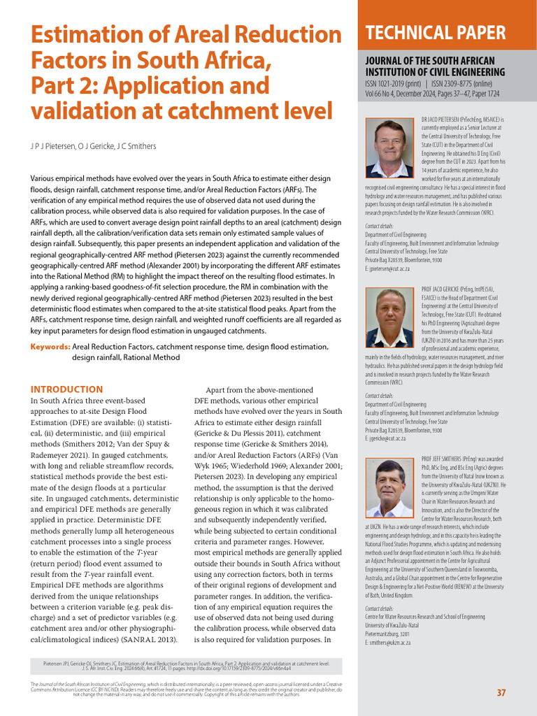 Areal Reduction Factors in South Africa | PDF | Flood | Drainage Basin