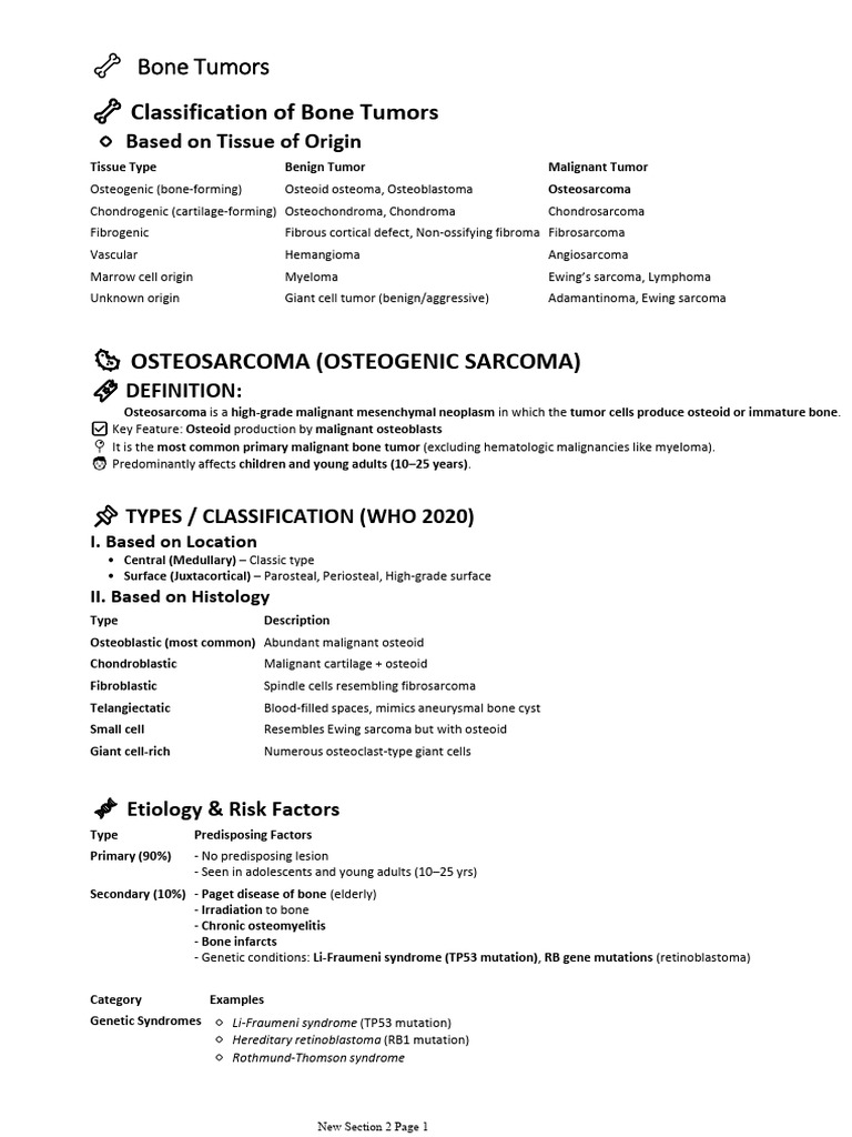 Osteosarcoma Classification Overview | PDF | Metastasis | Bone