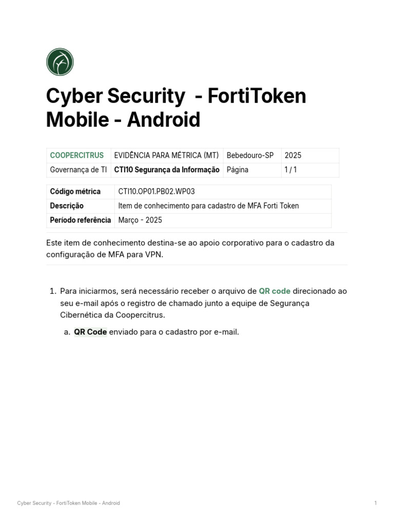 Como Usar FortiToken Mobile no Android | PDF | Android (sistema ...