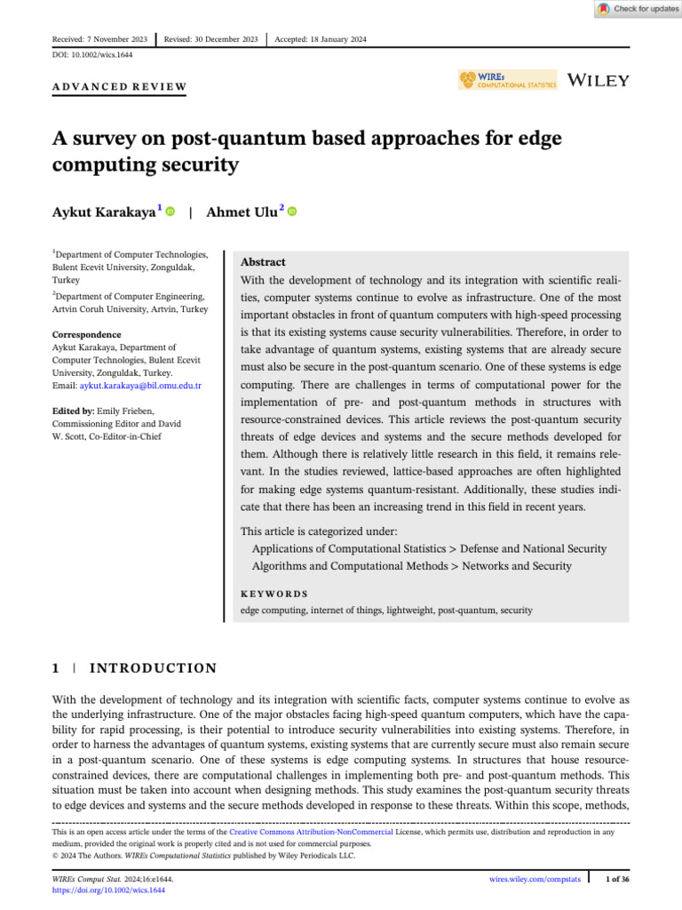 Post-Quantum Security for Edge Computing | PDF | Encryption | Cryptography