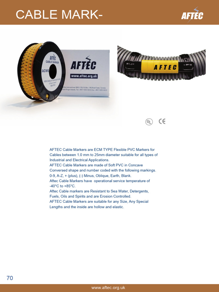 Aftec - Cable Markers | PDF | Wire | Polyvinyl Chloride