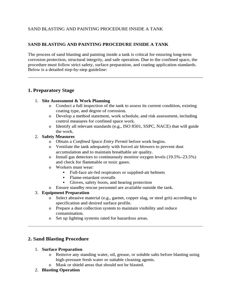 Tank Sandblasting and Painting Guide | PDF | Industrial Processes ...
