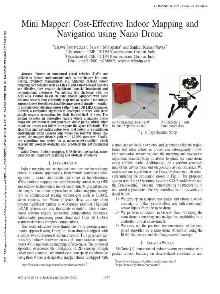 Mini Mapper: Nano Drone Indoor Navigation | PDF | Unmanned Aerial ...