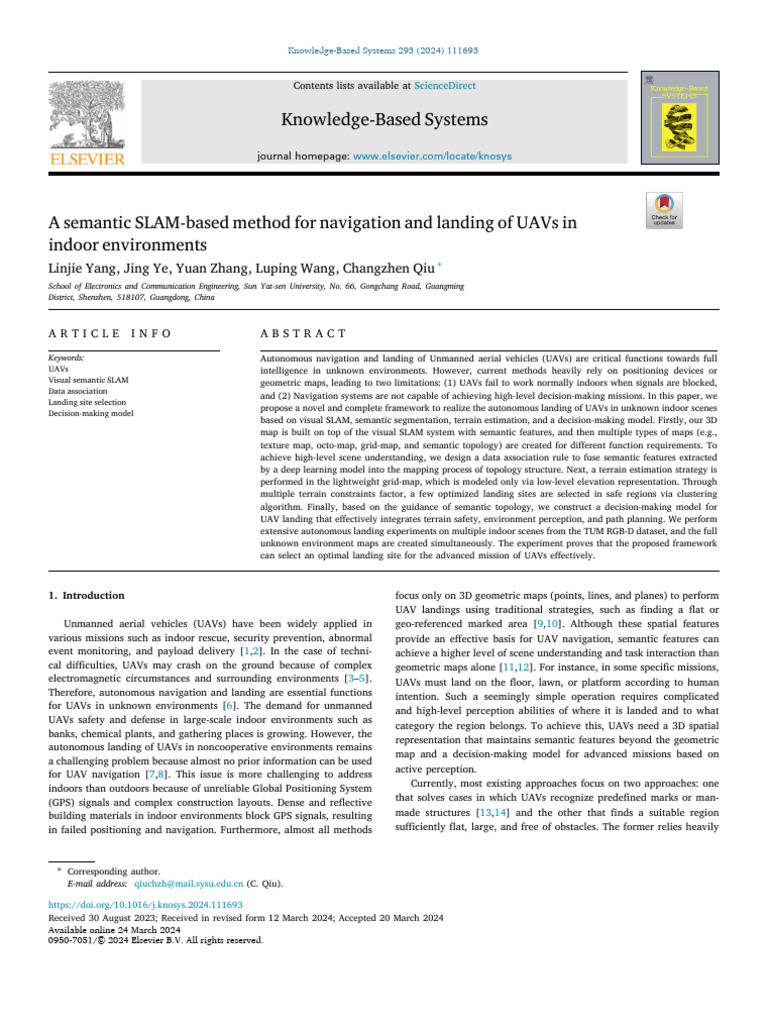 UAV Indoor Navigation and Landing SLAM | PDF | Image Segmentation ...
