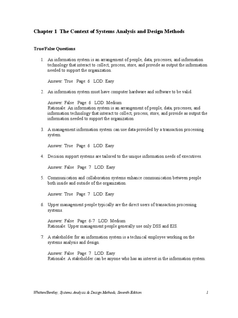 Systems Analysis and Design Overview | PDF | Information System | E ...