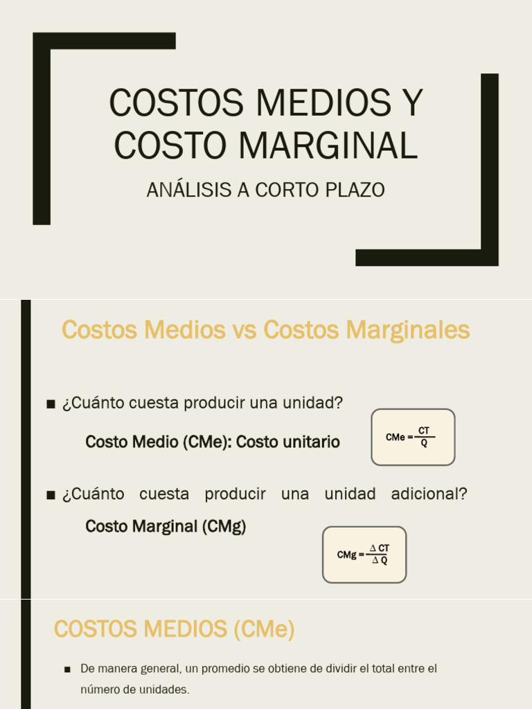 III_3_COSTOS MEDIOS Y MARGINALES_202550 | PDF | Costo marginal | Precios