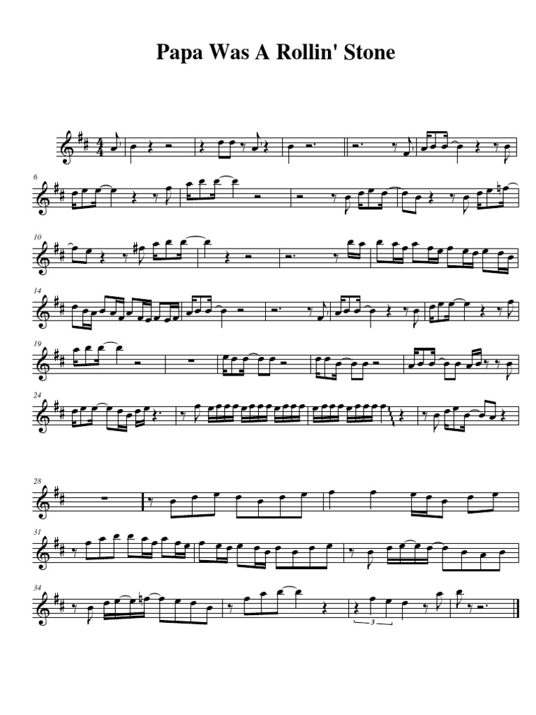 Papa Was a Rolling Stone Trumpet in Bb