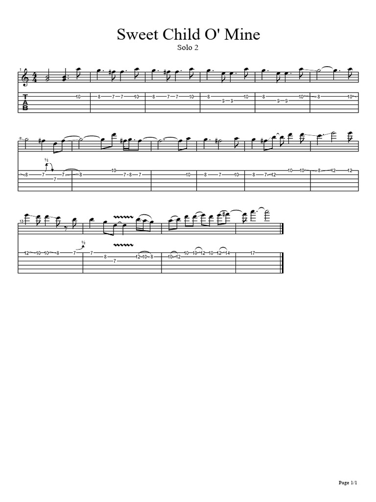Sweet Child O' Mine Solo 2 | PDF