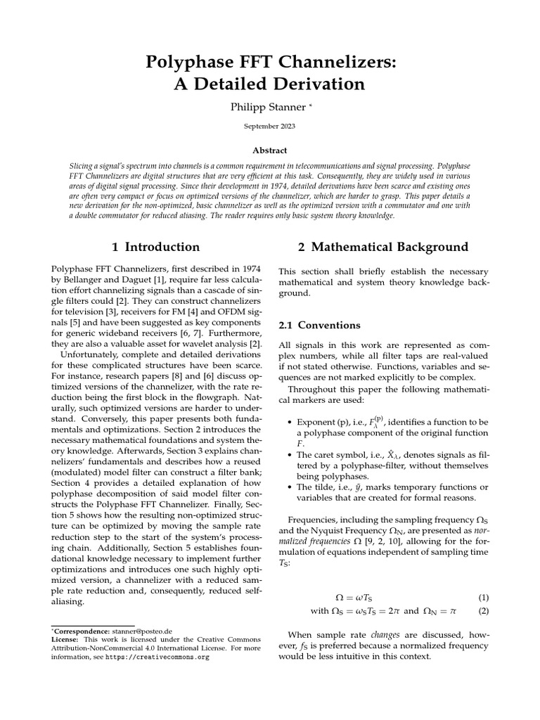 Polyphase FFT Channelizer Derivation | PDF | Discrete Fourier Transform ...