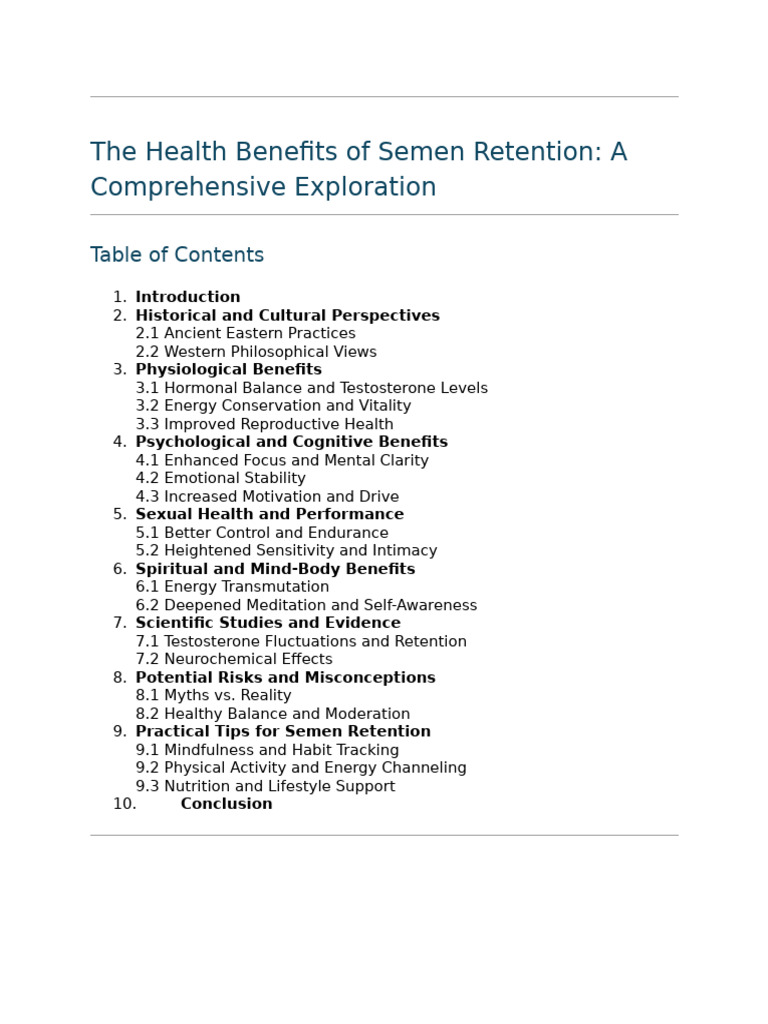 Benefits of Semen Retention Explained | PDF | Semen | Testosterone