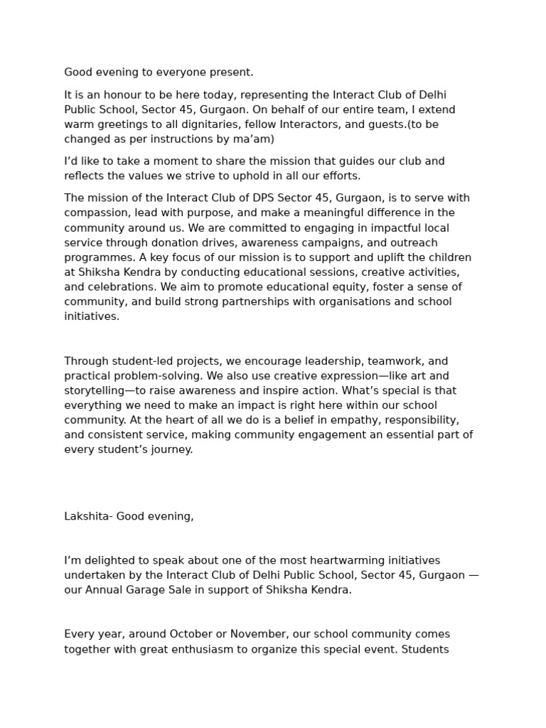 Interact Club's Community Service Initiatives | PDF | Social Psychology