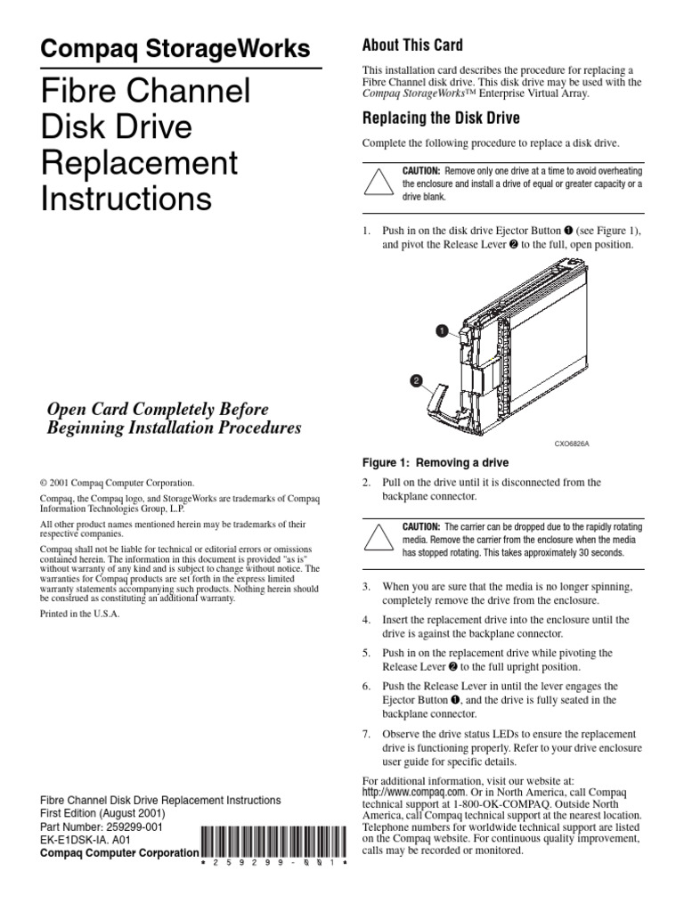 Fibre Channel Disk Drive Replacement Guide | PDF | Computer ...