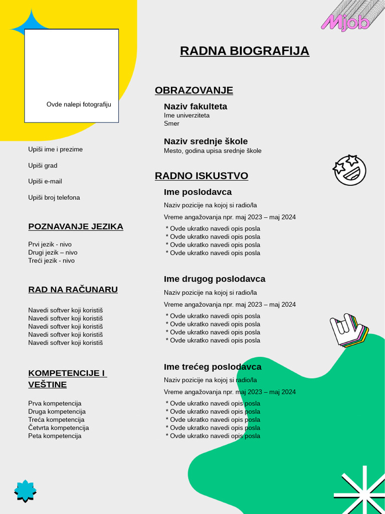 Mjob Poslovi Za Studente Napravi CV Besplatno | PDF
