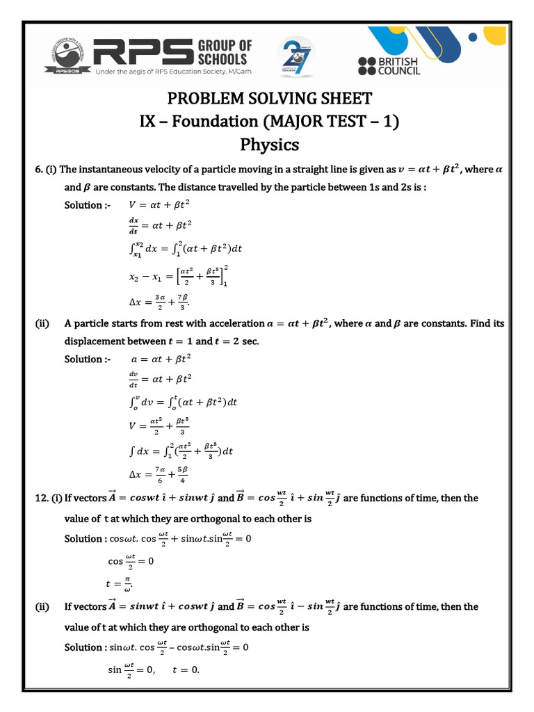 Physics Problem Solving Sheet | PDF | Diffusion | Cell (Biology)