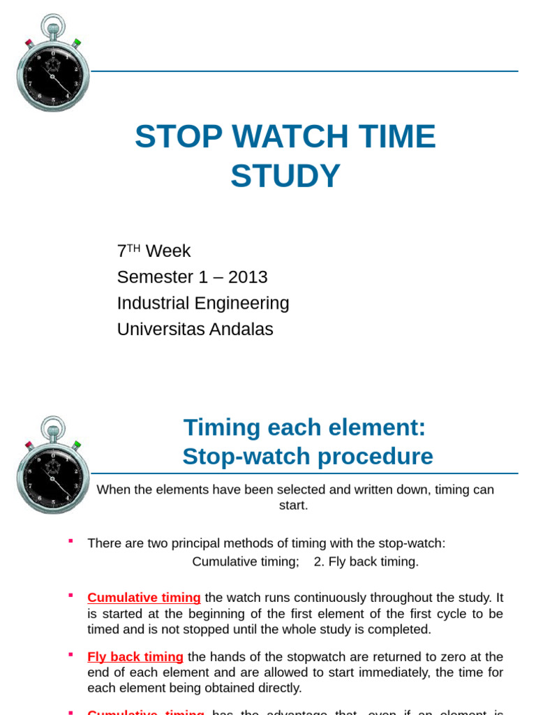 Stopwatch Time Study Techniques | PDF