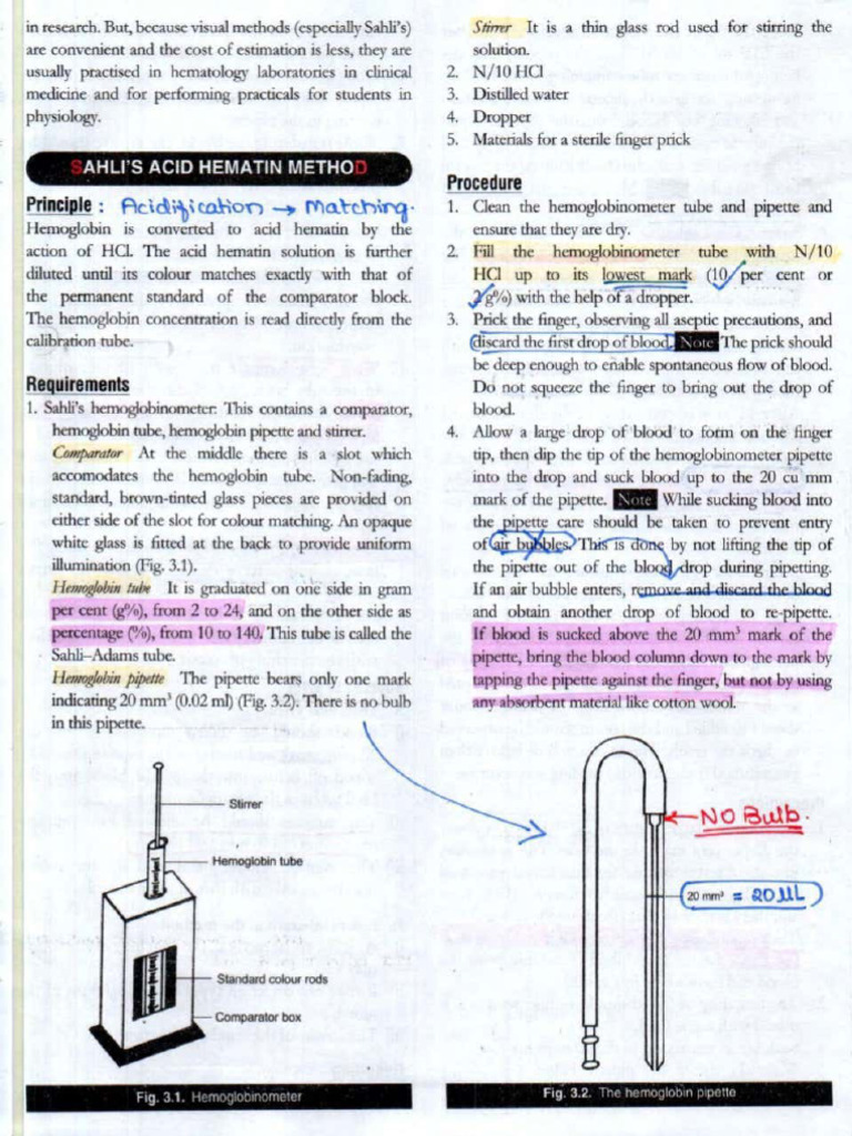 Hb Estimation (Sahli's Method, GKpal) | PDF
