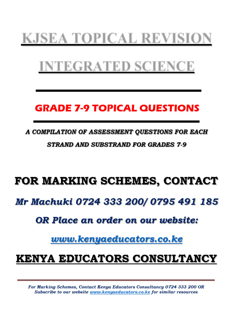 KJSEA Grade 9 Integrated Science Revision | PDF | Ph | Chemical Compounds
