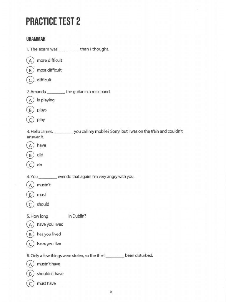 Grammar Aptis Test 2 | PDF