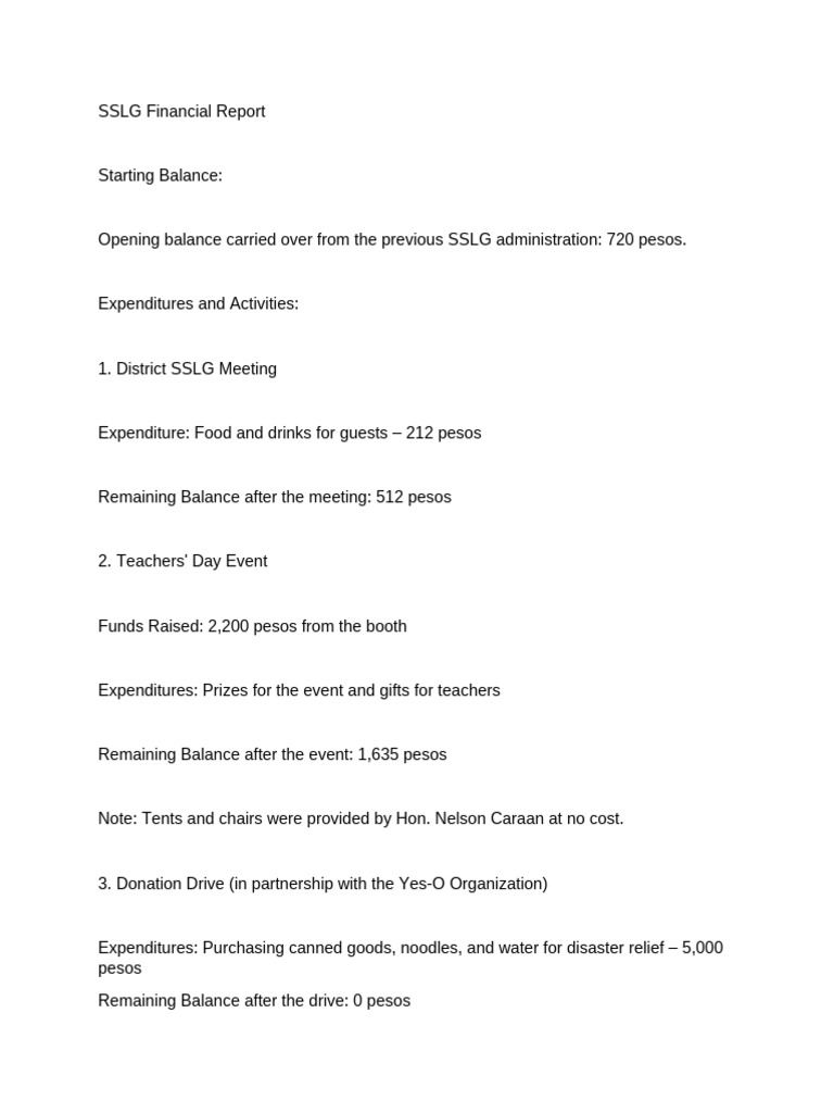 SSLG Financial Report Summary 2023 | PDF