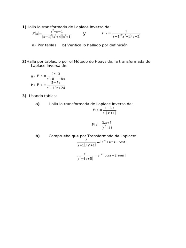 Transformadas de Laplace Inversas Resueltas | PDF