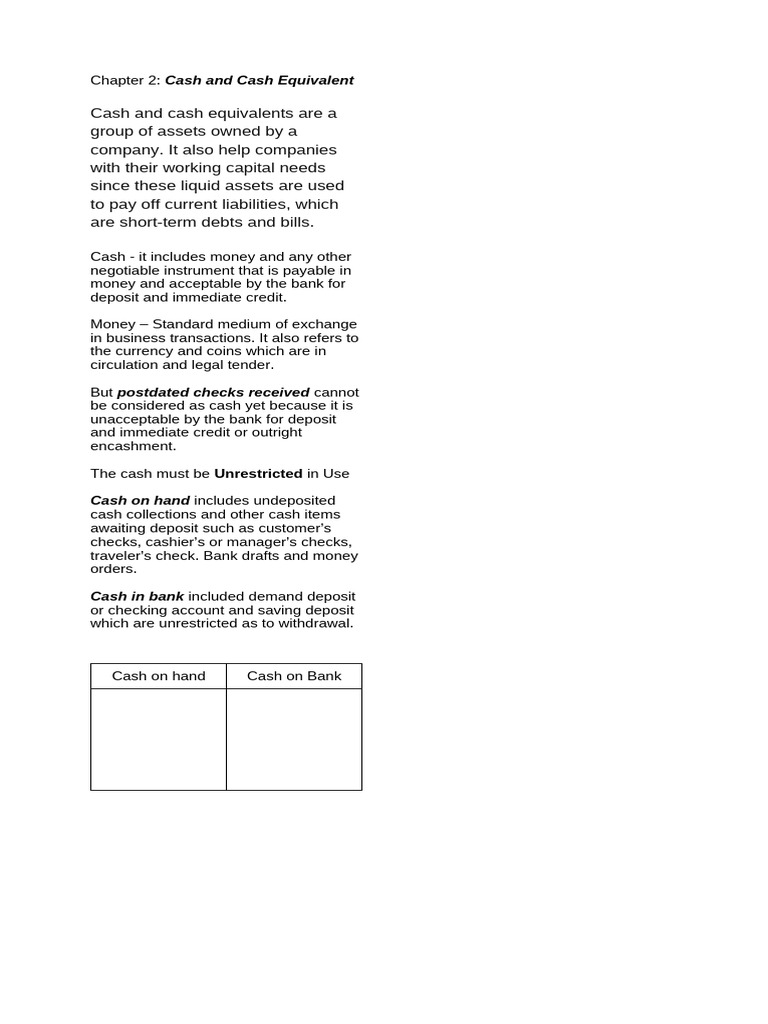 Understanding Cash and Cash Equivalents | PDF