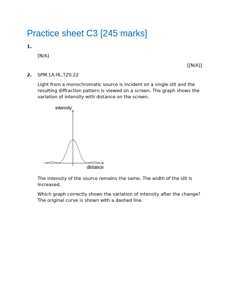 Diffraction Pattern from a Single Slit | PDF | Diffraction | Wavelength