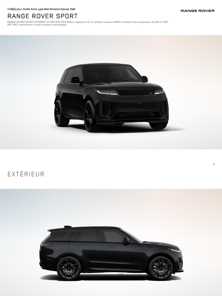 Configuration Range Rover Sport SV 635 ch | PDF | Véhicules | Véhicule ...
