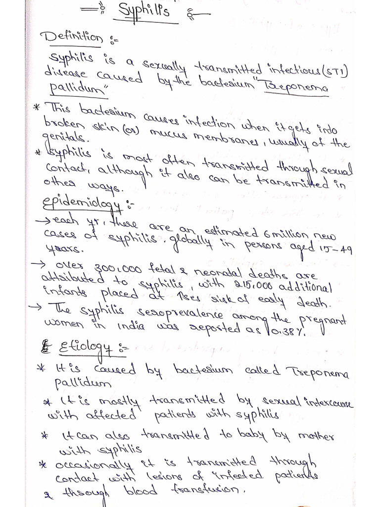 Syphilis Notes | PDF