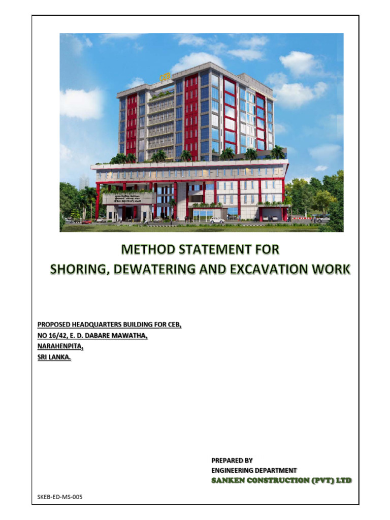 Shoring and Dewatering Method Statement | PDF
