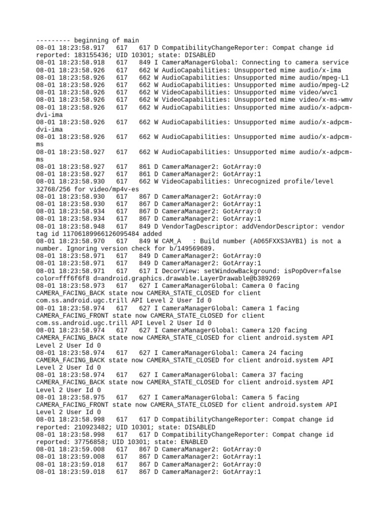 Camera and Audio Capabilities Log | PDF | Utility Software | Unix