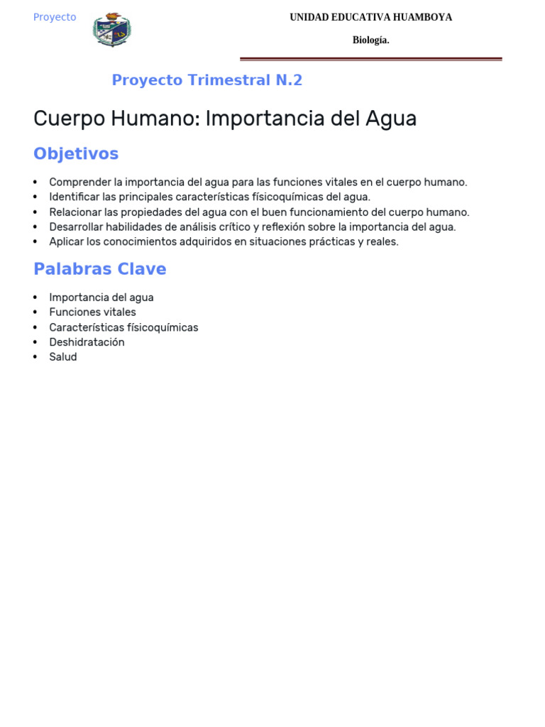 Importancia del Agua en el Cuerpo Humano | PDF | Agua | Deshidración