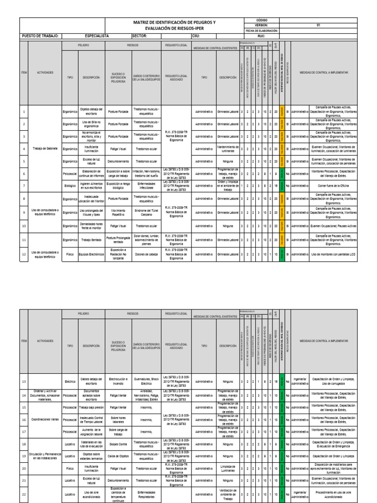 Evaluación de Riesgos Laborales y Medidas | PDF | Estrés (biología)