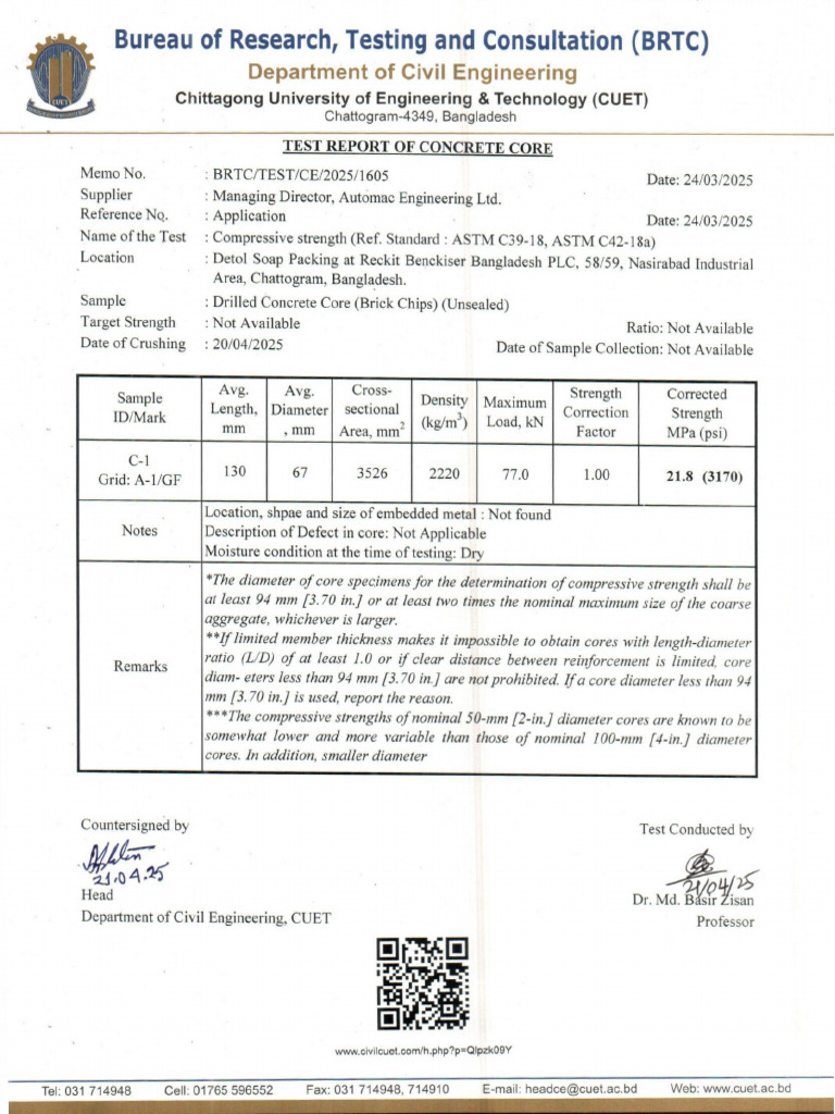 Dettol Soap Packing RCC Building Core Test Report | PDF