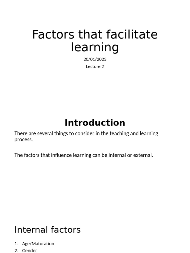 Factors Facilitating Learning in Students | PDF | Learning | Self Esteem