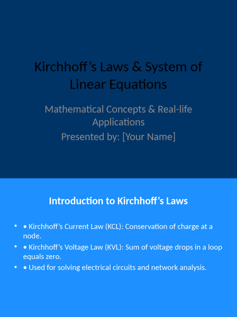 Kirchhoff Laws Visual Presentation | PDF